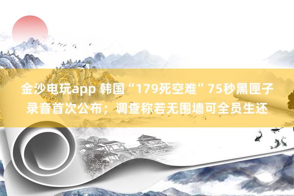 金沙電玩app 韓國“179死空難”75秒黑匣子錄音首次公布;調查稱若無圍墻可全員生還