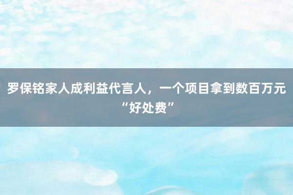羅保銘家人成利益代言人，一個(gè)項(xiàng)目拿到數(shù)百萬元“好處費(fèi)”