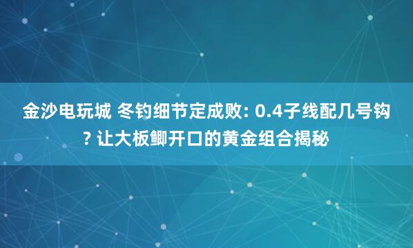 金沙電玩城 冬釣細節(jié)定成敗: 0.4子線配幾號鉤? 讓大板鯽開口的黃金組合揭秘
