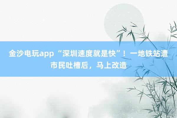 金沙電玩app “深圳速度就是快”!一地鐵站遭市民吐槽后,馬上改造